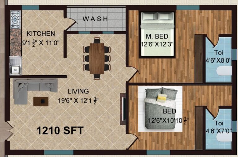 2BHK -EAST PHASE-1210 SFT